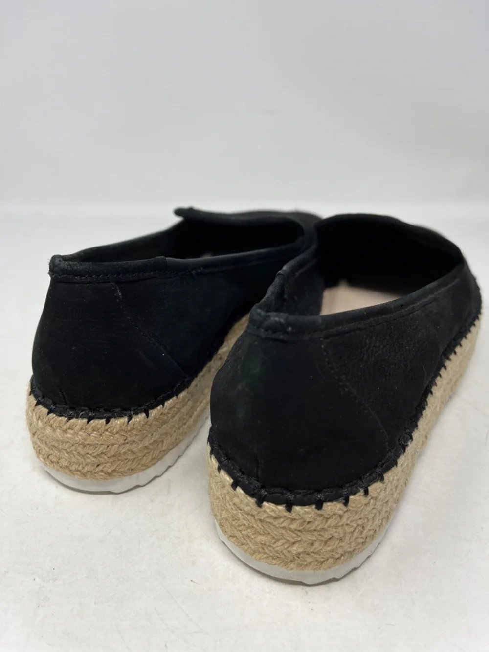 GIANNI BINI MICROSUEDE BLACK  LEATHER UPPER PLATFORM ESPADRILLES LIKE NEW SZ 8.5